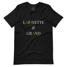 Load image into Gallery viewer, L&G White & Gold Logo Short-Sleeve Unisex T-Shirt