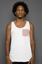 Load image into Gallery viewer, L&amp;G Peach Striped Pocket Tank - White
