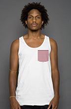 Load image into Gallery viewer, L&amp;G Red Striped Pocket Tank - White
