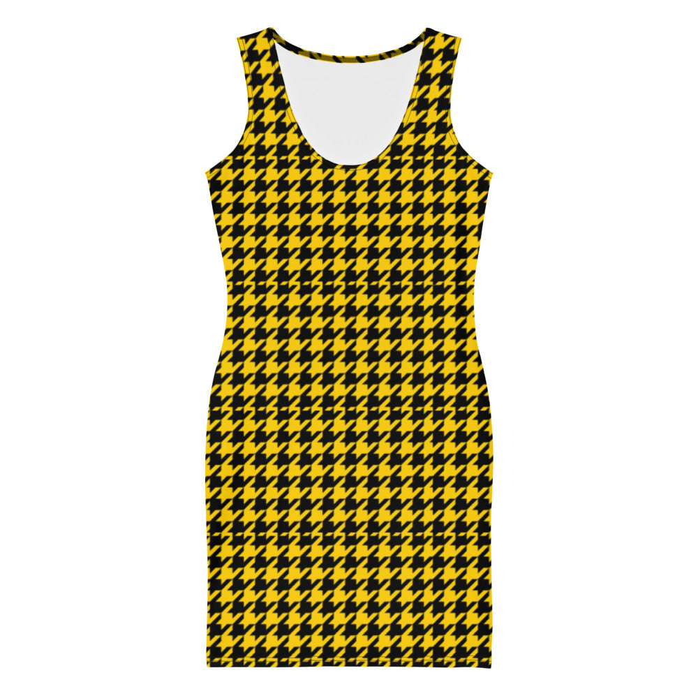 L&G Black & Yellow Classic Houndstooth Sublimation Cut & Sew Dress