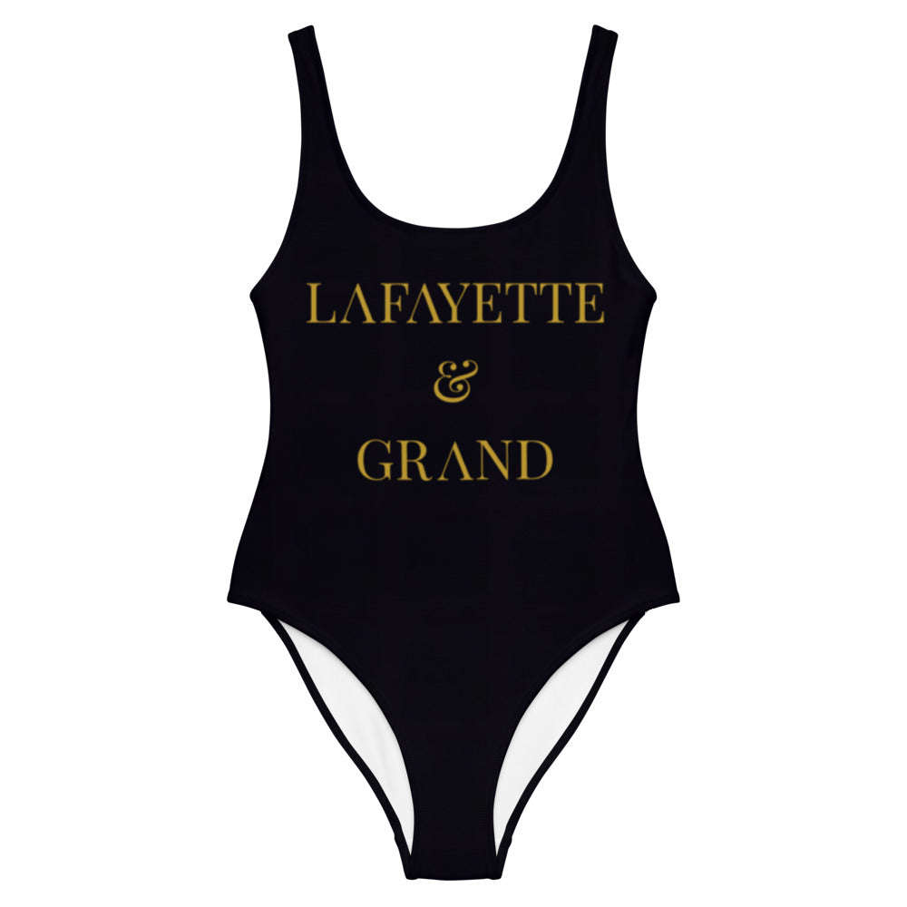 L&G Black One-Piece Swimsuit w/Gold Logo