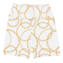 Load image into Gallery viewer, L&amp;G White w/Gold Link Yoga Shorts
