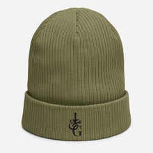Load image into Gallery viewer, L&amp;G Black Logo Organic Ribbed Beanie
